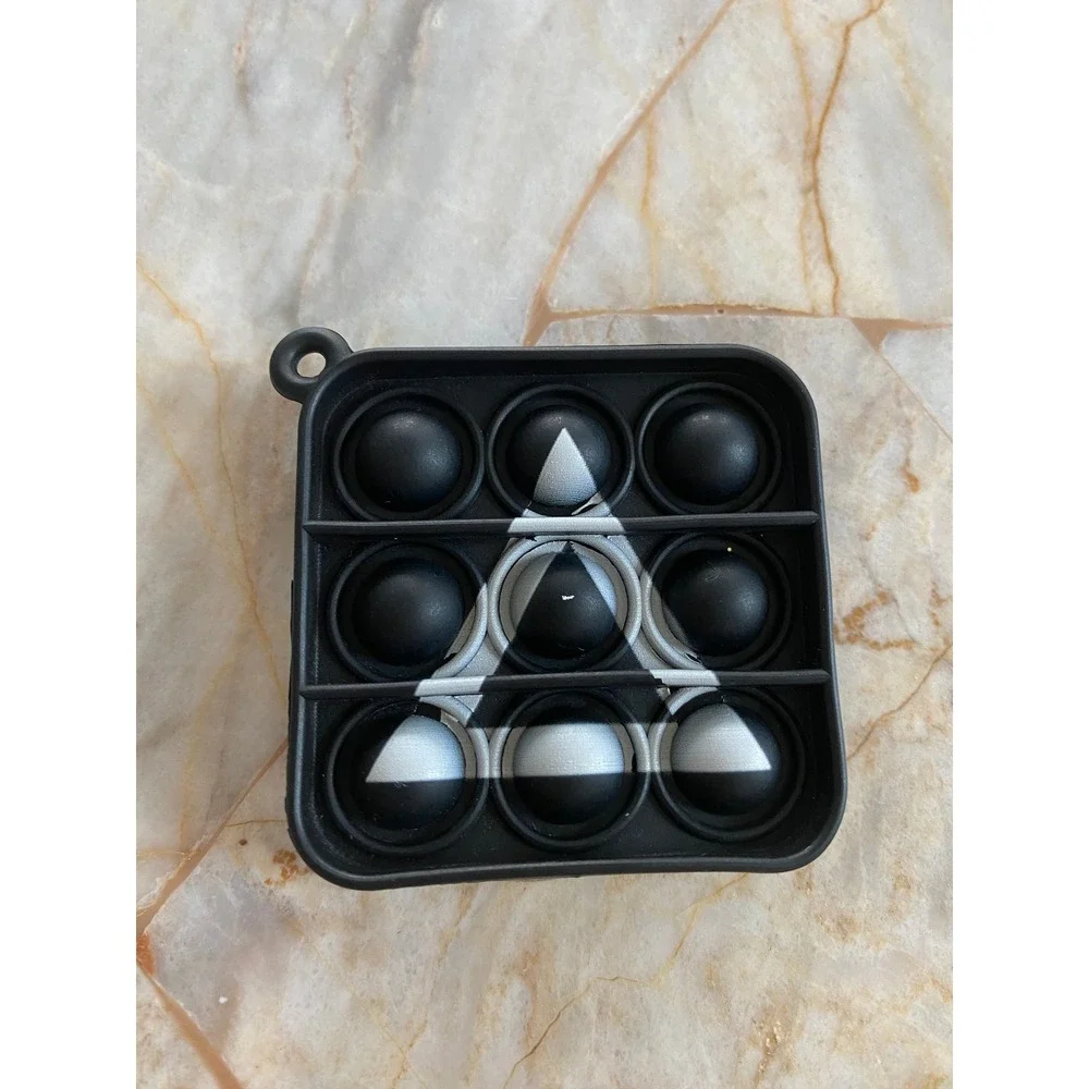 Black and White Triangle Square Fidget Pop Toy Silicone Sensory‎ Keychain 2.5in